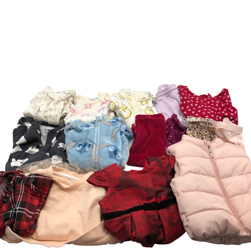 Baby Girls 6-9M Fall Winter Clothing BUNDLE Pajamas Puffer Vest Pants Holiday